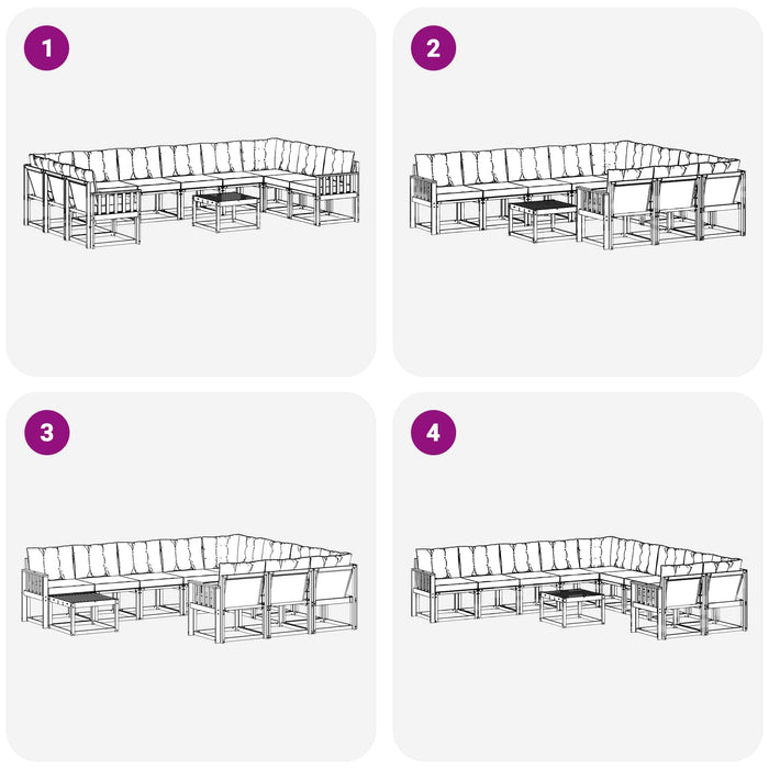 Set de canapele de exterior cu pernă 11 pcs Alb și Bej WALTI