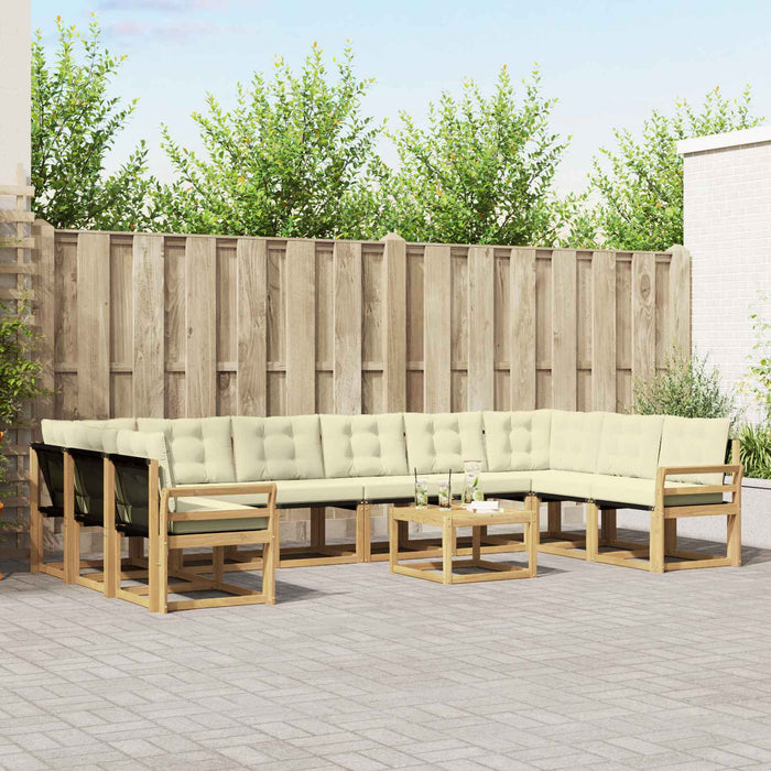 Set de canapele de exterior cu pernă 11 pcs Alb și crem WALTI