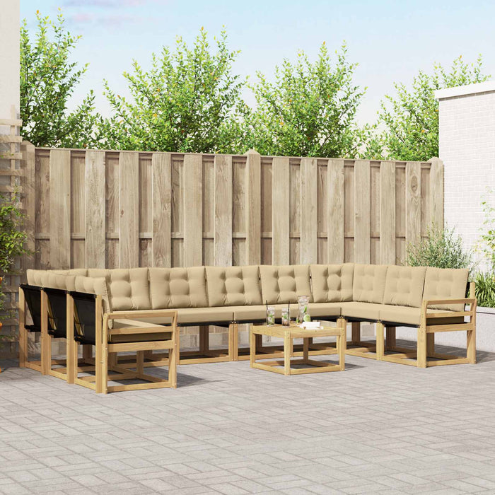 Set de canapele de exterior cu pernă 11 pcs Alb și Bej WALTI