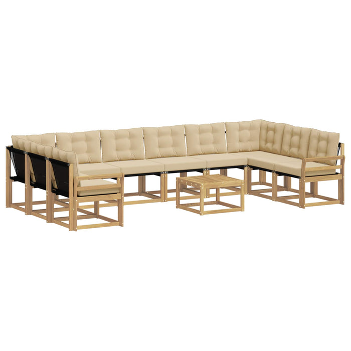 Set de canapele de exterior cu pernă 11 pcs Alb și Bej WALTI