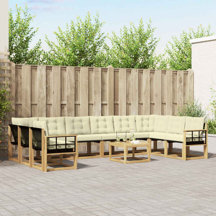 Set de canapele de exterior cu pernă 11 pcs Alb și crem WALTI