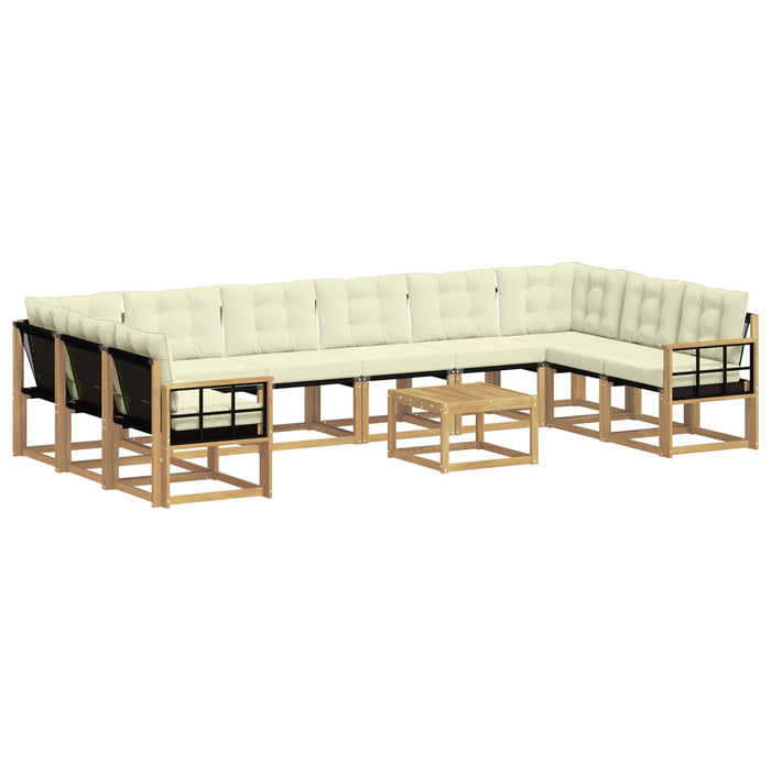 Set de canapele de exterior cu pernă 11 pcs Alb și crem WALTI