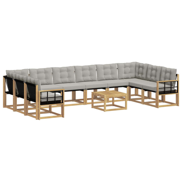 Set de canapele de exterior cu pernă 11 pcs Alb și gri deschis WALTI