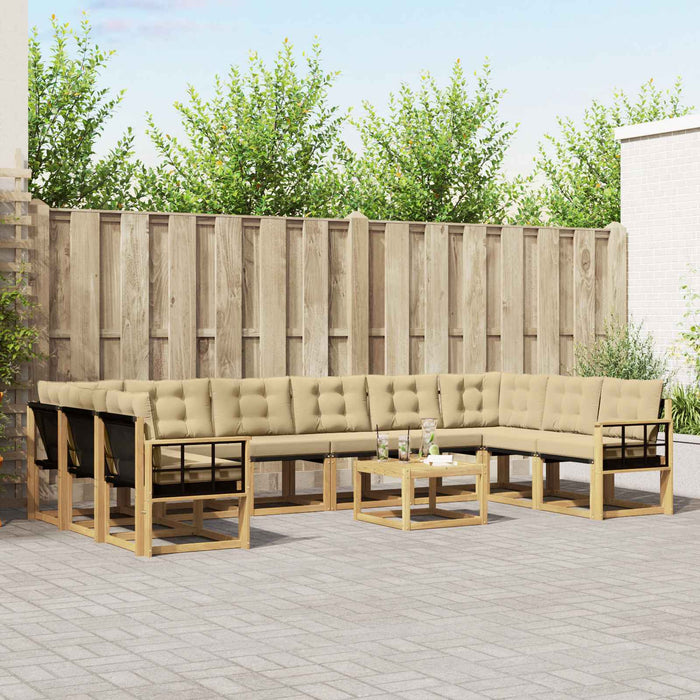 Set de canapele de exterior cu pernă 11 pcs Alb și Bej WALTI