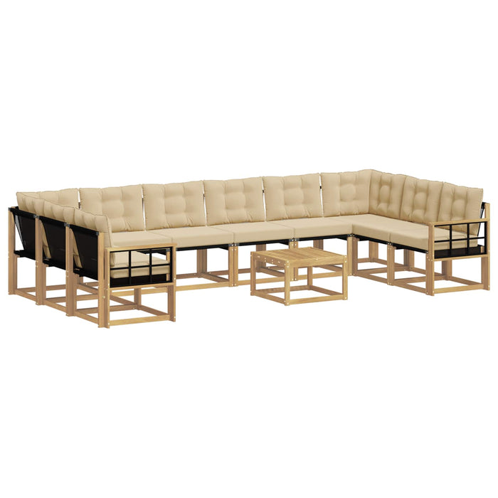 Set de canapele de exterior cu pernă 11 pcs Alb și Bej WALTI