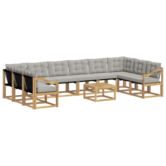 Set de canapele de exterior cu pernă 11 pcs Alb și gri deschis WALTI
