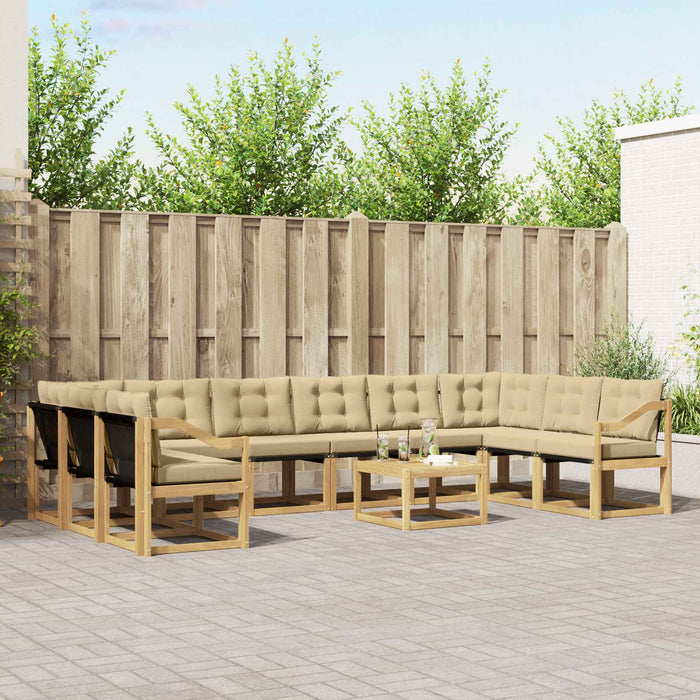 Set de canapele de exterior cu pernă 11 pcs Alb și Bej WALTI