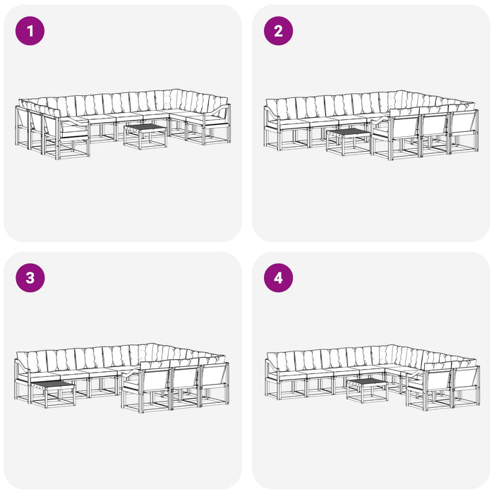 Set de canapele de exterior cu pernă 11 pcs Alb și Bej WALTI