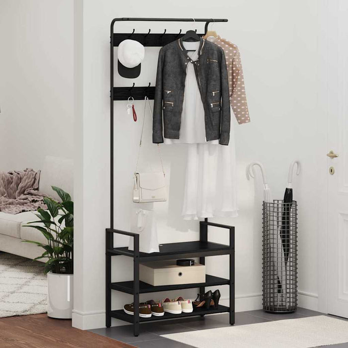 Răcător de paltoane Stejar Negru 75 x 34 x 184 cm Lemn compozit WALTI