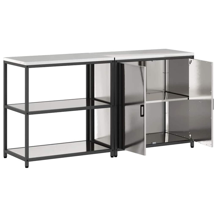 Set de depozitare pentru bucătărie cu raft 2 pcs Argintiu - WALTI WALTI