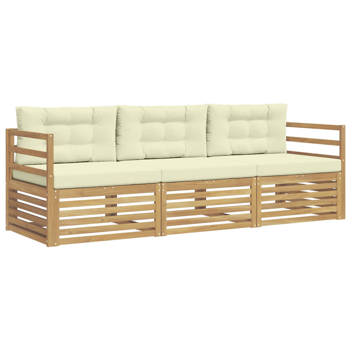 Set de canapele de exterior 3 pcs Alb și crem Poliester WALTI