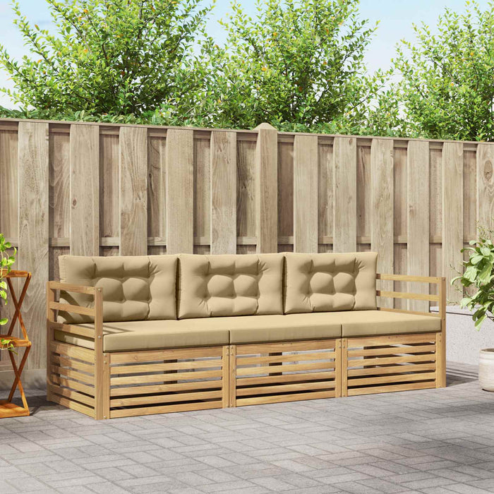 Set de canapele de exterior cu pernă 3 pcs Alb și Bej Poliester WALTI
