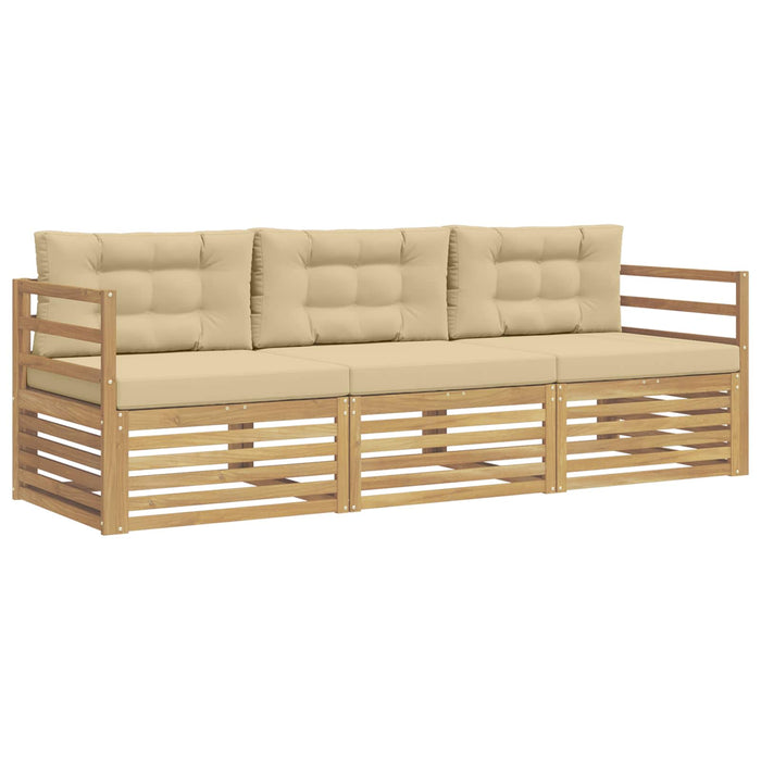 Set de canapele de exterior cu pernă 3 pcs Alb și Bej Poliester WALTI