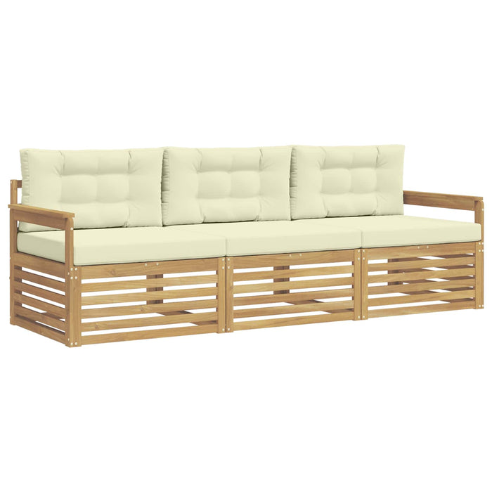 Set de canapele de exterior 3 pcs Alb și crem Poliester WALTI