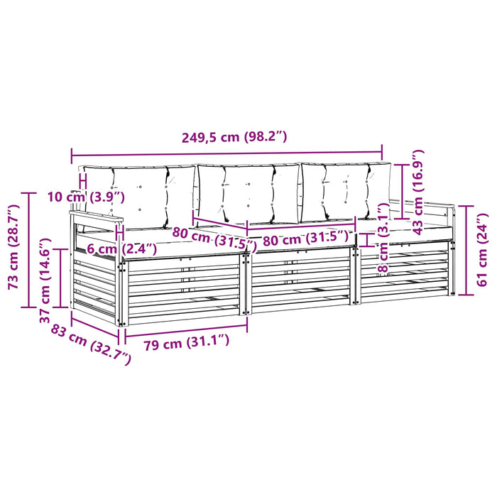 Set de canapele de exterior 3 pcs Alb și crem Poliester WALTI