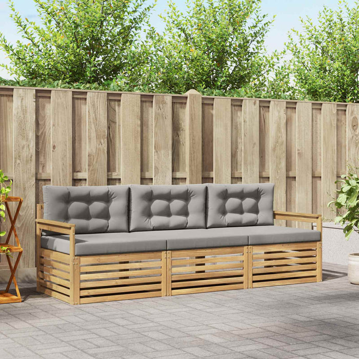 Set de canapele de exterior 3 pcs Alb și gri deschis Poliester WALTI