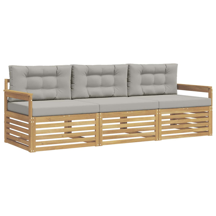 Set de canapele de exterior 3 pcs Alb și gri deschis Poliester WALTI