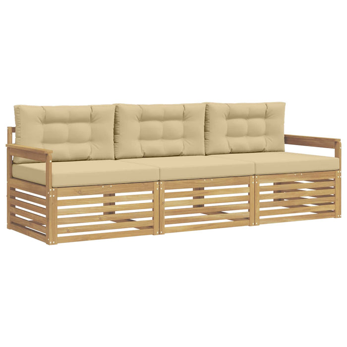 Set de canapele de exterior cu pernă 3 pcs Alb și Bej Poliester WALTI