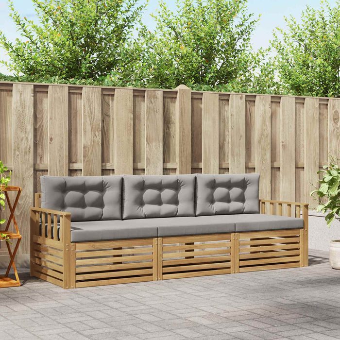 Set de canapele de exterior 3 pcs Alb și gri deschis Poliester WALTI