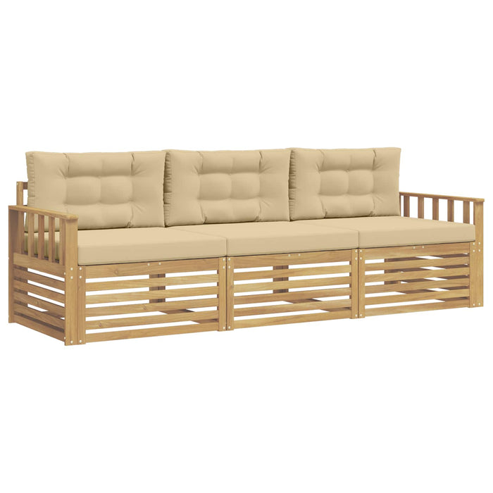 Set de canapele de exterior cu pernă 3 pcs Alb și Bej Poliester WALTI