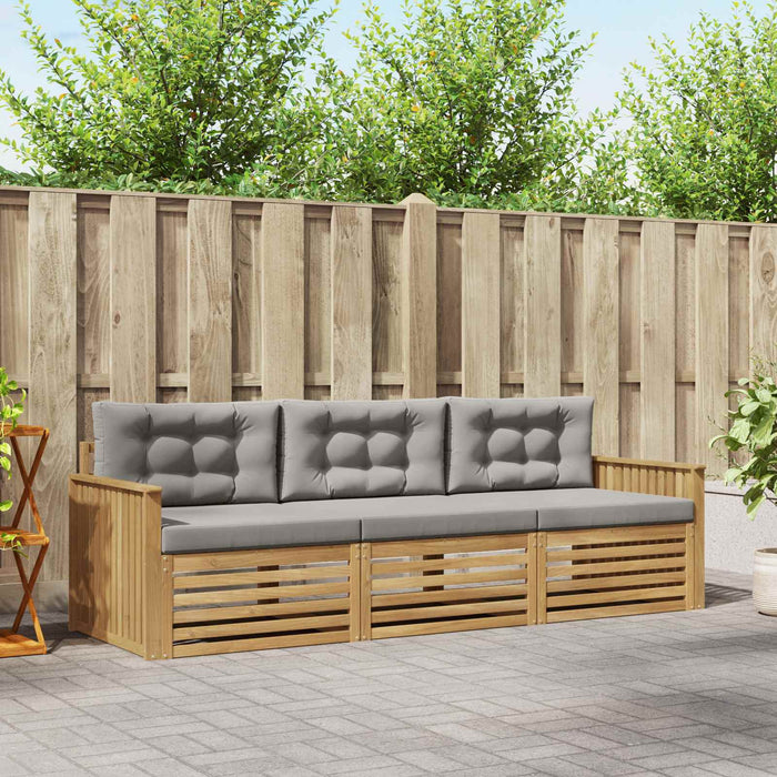 Set de canapele de exterior 3 pcs Alb și gri deschis WALTI