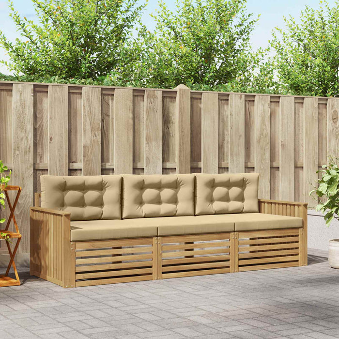 Set de canapele de exterior 3 pcs Alb și Bej WALTI