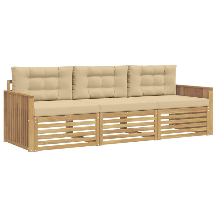 Set de canapele de exterior 3 pcs Alb și Bej WALTI