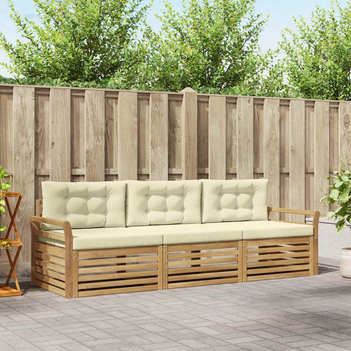 Set de canapele de exterior 3 pcs Alb și crem WALTI