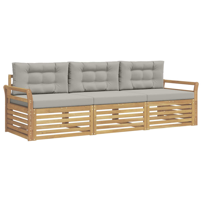 Set de canapele de exterior 3 pcs Alb și gri deschis WALTI