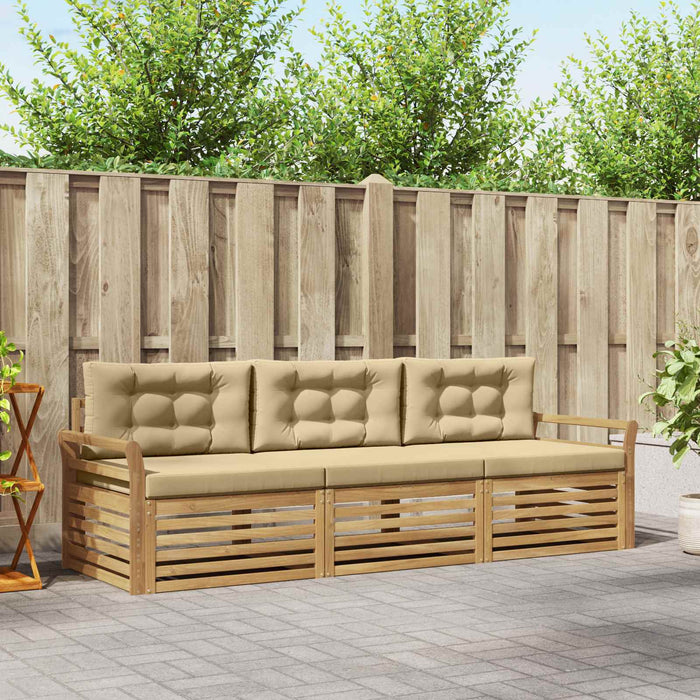 Set de canapele de exterior 3 pcs Alb și Bej WALTI