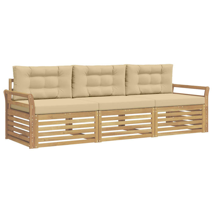 Set de canapele de exterior 3 pcs Alb și Bej WALTI