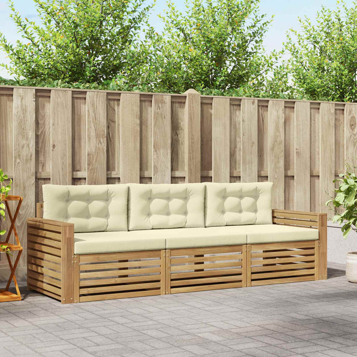 Set de canapele de exterior 3 pcs Alb și crem WALTI