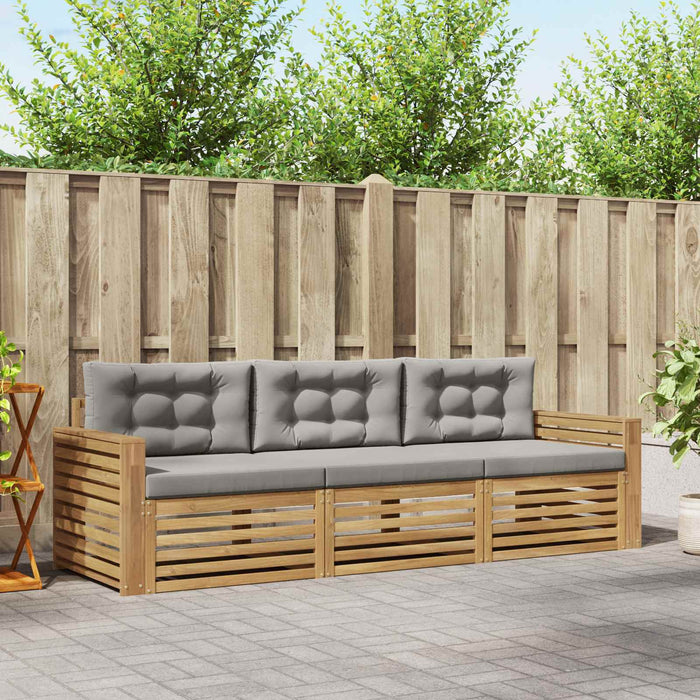 Set de canapele de exterior 3 pcs Alb și gri deschis WALTI