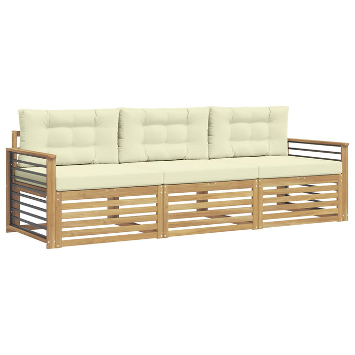 Set de canapele de exterior 3 pcs Alb și crem Poliester WALTI