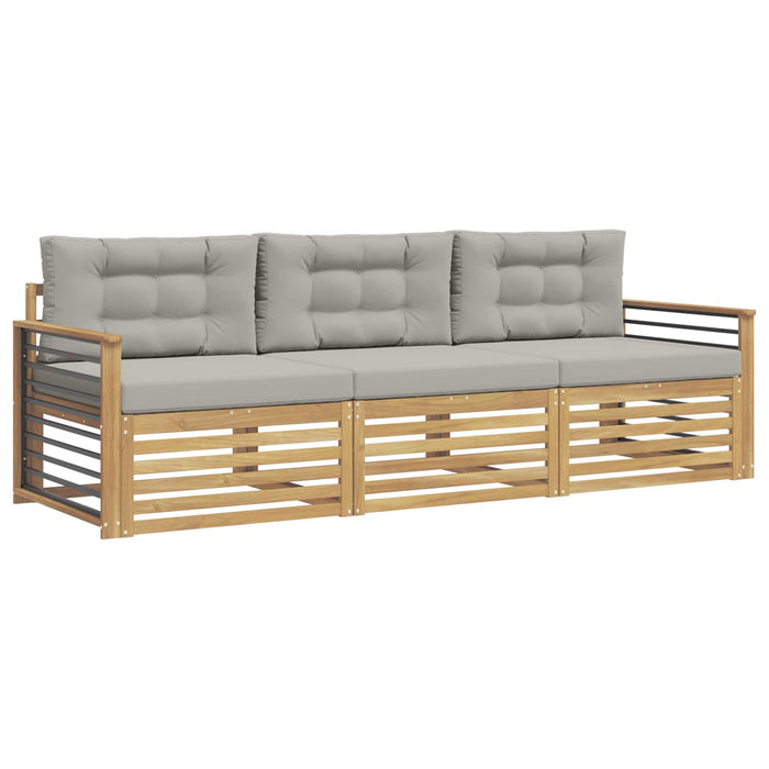Set de canapele de exterior 3 pcs Alb și gri deschis Poliester WALTI