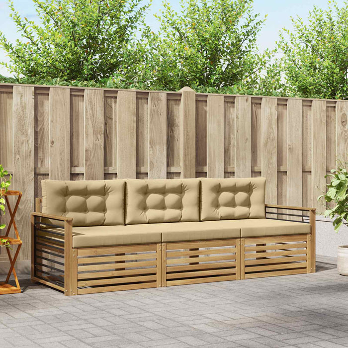 Set de canapele de exterior cu pernă 3 pcs Alb și Bej Poliester WALTI