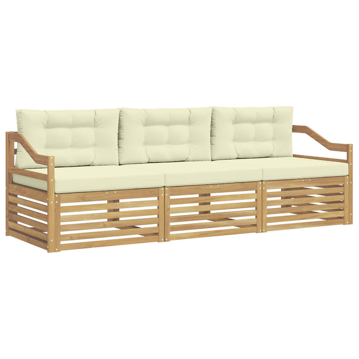 Set de canapele de exterior 3 pcs Alb și crem Poliester WALTI