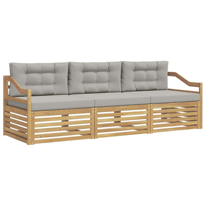 Set de canapele de exterior 3 pcs Alb și gri deschis Poliester WALTI