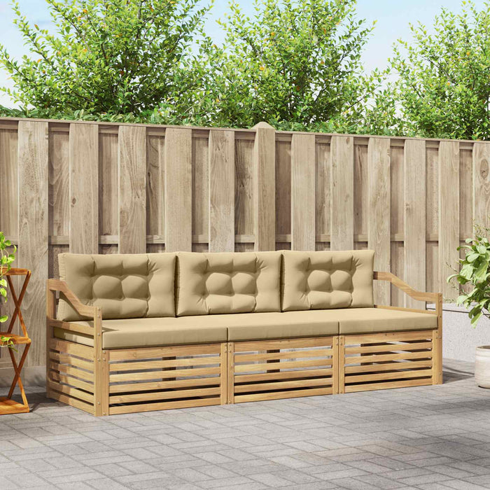 Set de canapele de exterior cu pernă 3 pcs Alb și Bej Poliester WALTI