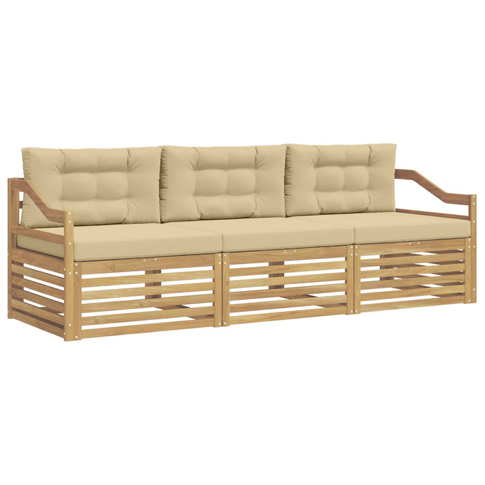 Set de canapele de exterior cu pernă 3 pcs Alb și Bej Poliester WALTI