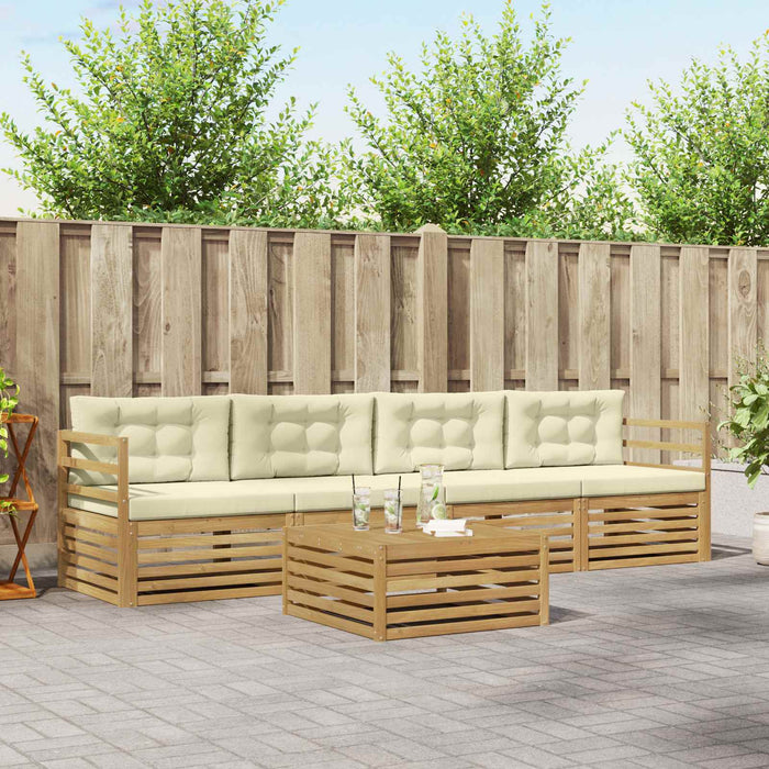 Set de canapele de exterior cu pernă 5 pcs Alb și crem WALTI