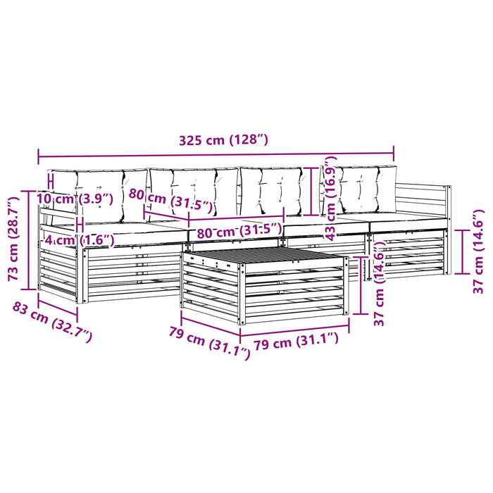 Set de canapele de exterior cu pernă 5 pcs Alb și crem WALTI