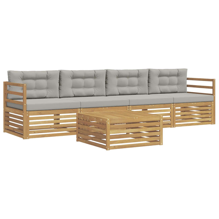 Set de canapele de exterior cu pernă 5 pcs Alb și gri deschis WALTI