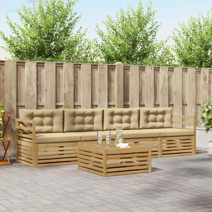 Set de canapele de exterior cu pernă 5 pcs Alb și Bej WALTI