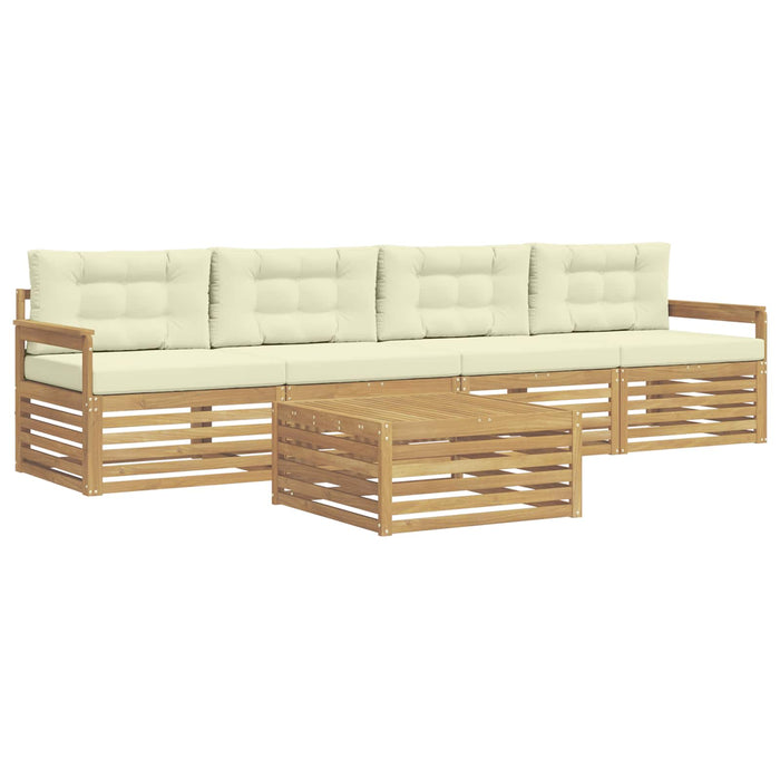 Set de canapele de exterior cu pernă 5 pcs Alb și crem WALTI