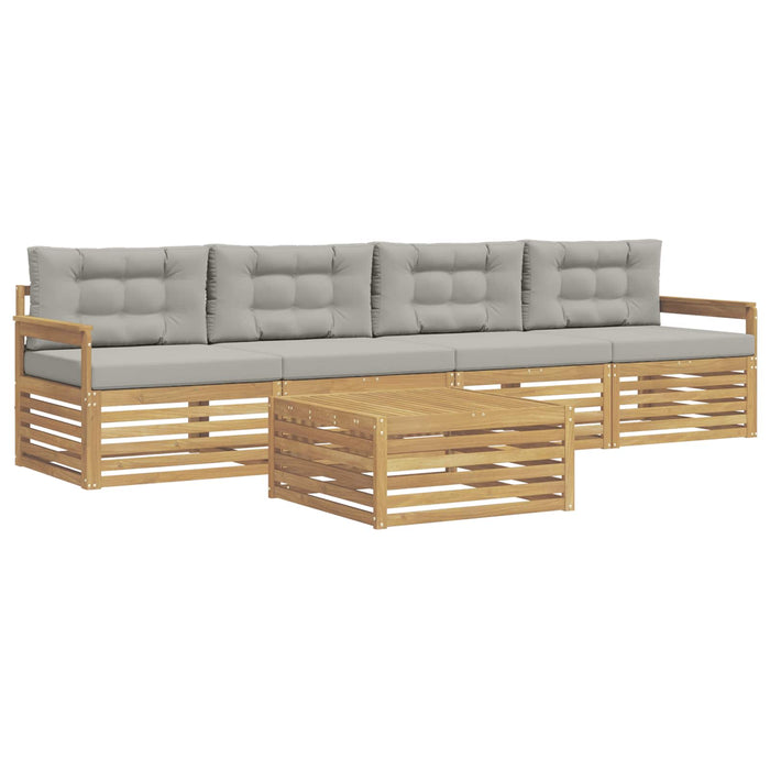 Set de canapele de exterior cu pernă 5 pcs Alb și gri deschis WALTI