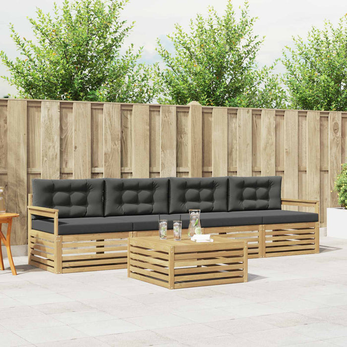 Set de canapele de exterior cu pernă 5 pcs Alb și antracit WALTI