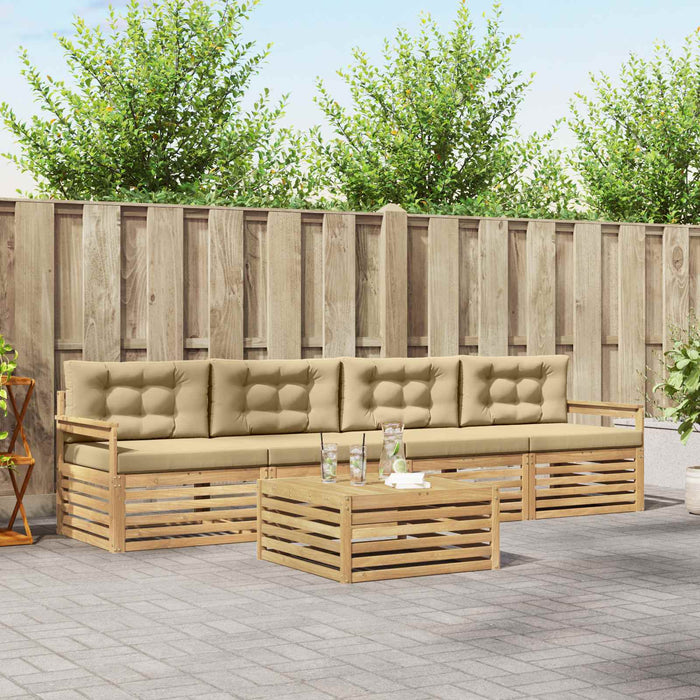 Set de canapele de exterior cu pernă 5 pcs Alb și Bej WALTI