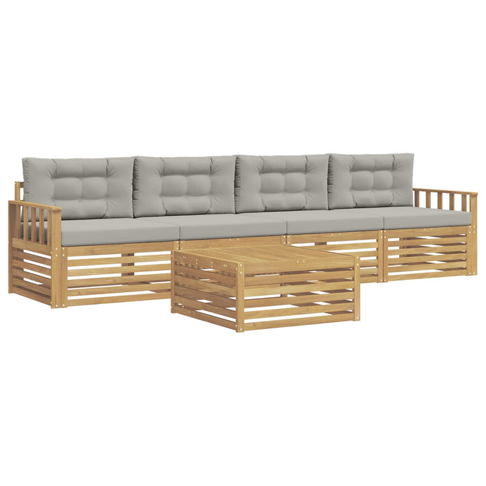 Set de canapele de exterior cu pernă 5 pcs Alb și gri deschis WALTI