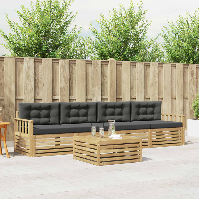 Set de canapele de exterior cu pernă 5 pcs Alb și antracit WALTI